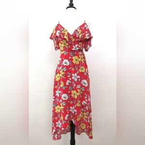 Floral Red Midi Dress